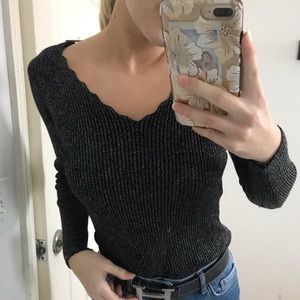 sally metallic rib knit jumper